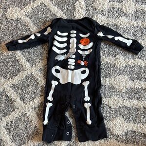 Carter's Black Onesie with Skeleton and Pumpkin Design